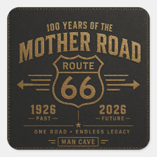 Sticker Carré Route 66 Centenaire Black Gold Legacy