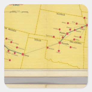 Sticker Carré Route aérienne de Los Angeles à Columbus