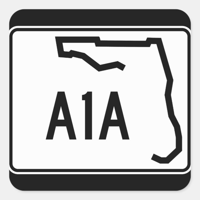 Sticker Carré Route d'État de Floride A1A (Devant)