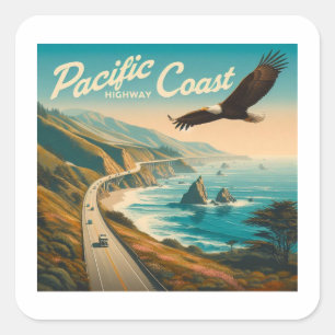 Sticker Carré Route du Pacifique Aigle