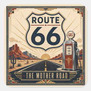 Sticker Carré Route Mère Nostalgique Cadeau de Voyage au Lever d