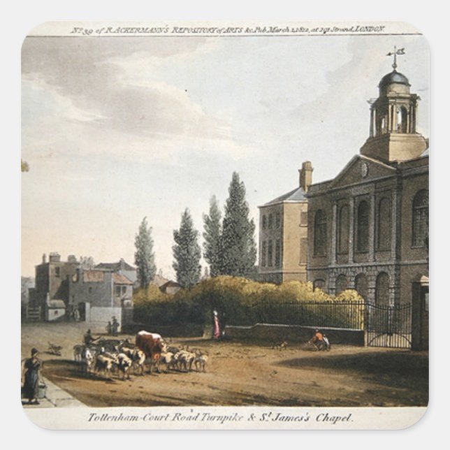 Sticker Carré Route Tottenham Court Turnpike (Devant)