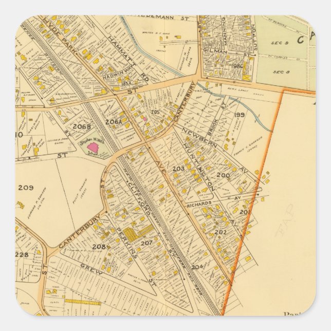 Sticker Carré Roxbury Ouest, Massachusetts 2 (Devant)