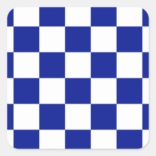 Sticker Carré Royal Blue et White À damiers Motif