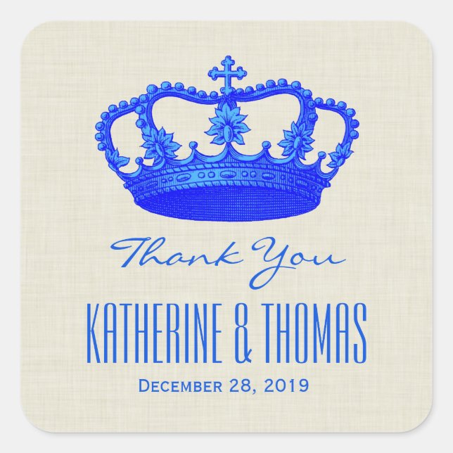 Sticker Carré ROYAL BLUE Merci  marié Mariage de chambre V29 (Devant)