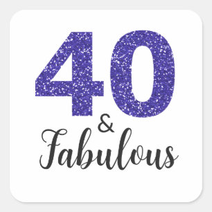 Sticker Carré Royal Blue Parties scintillant 40 et fabuleux 40