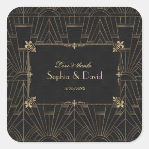 Sticker Carré Royal Fleur-de-Lis Art déco Mariage des années 192