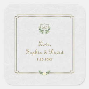 Sticker Carré Royal Gold Crest Mariage de verdure luxuriante