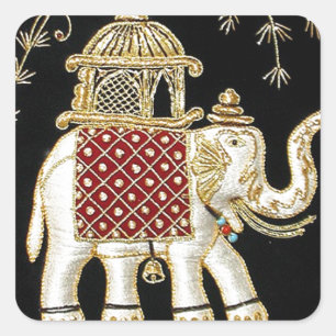 STICKER CARRÉ ROYAL INDIEN ELEPHANT RIDE ZARI ART