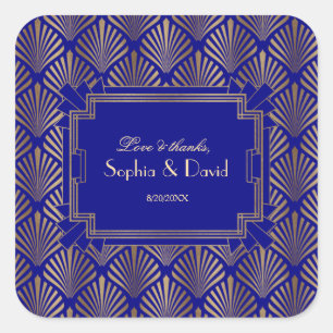 Sticker Carré Royal Navy Blue Gold Great Gatsby Art Déco Mariage