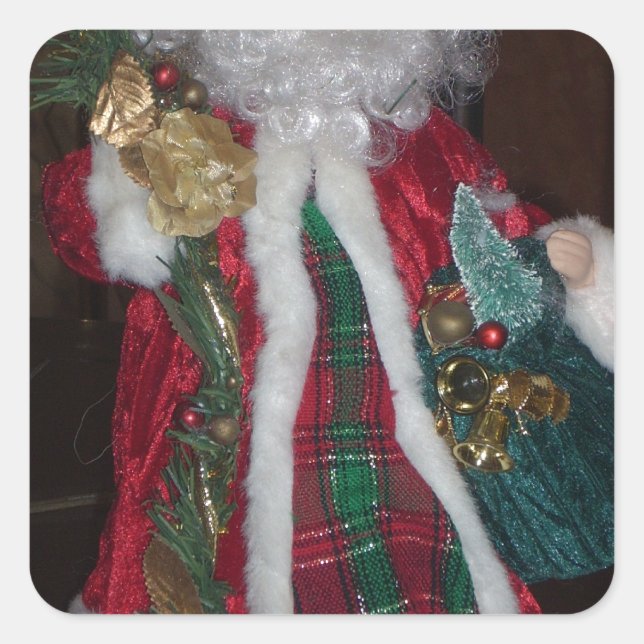 Sticker Carré Royal Plaid Hohoho Père Noël Joyeux Noël (Devant)