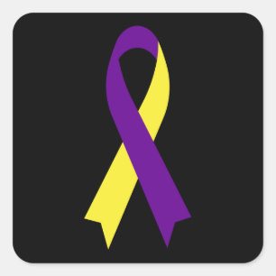 Sticker Carré Ruban de sensibilisation au jaune et au violet par