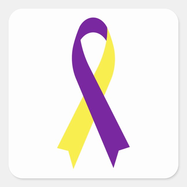 Sticker Carré Ruban de sensibilisation au jaune et au violet par (Devant)