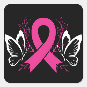 Sticker Carré ruban de sensibilisation sur le cancer du sein