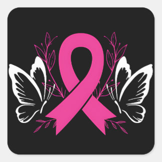 Sticker Carré ruban de sensibilisation sur le cancer du sein