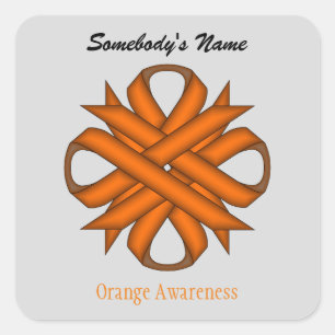 Sticker Carré Ruban de trèfle orange par Kenneth Yoncich