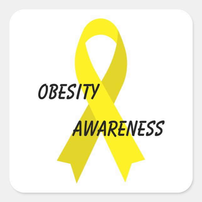 Sticker Carré Ruban Obesity Yellow Awareness par Janz (Devant)