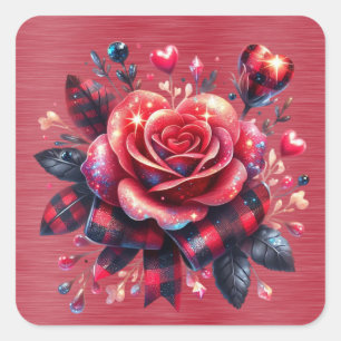 Sticker Carré Ruban rose brillant