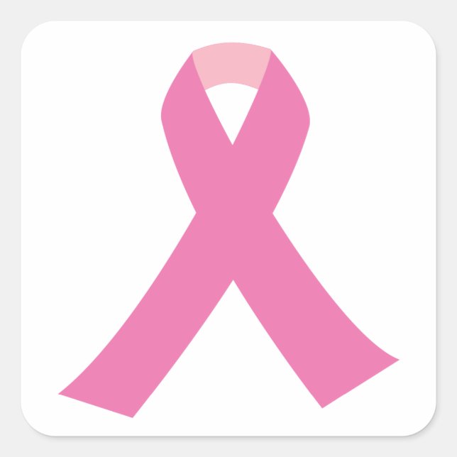 Sticker Carré Ruban rose de sensibilisation au cancer du sein (Devant)
