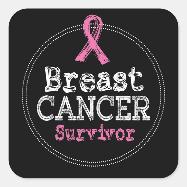 Sticker Carré Ruban Sensibilisation des survivants du cancer du  (Devant)