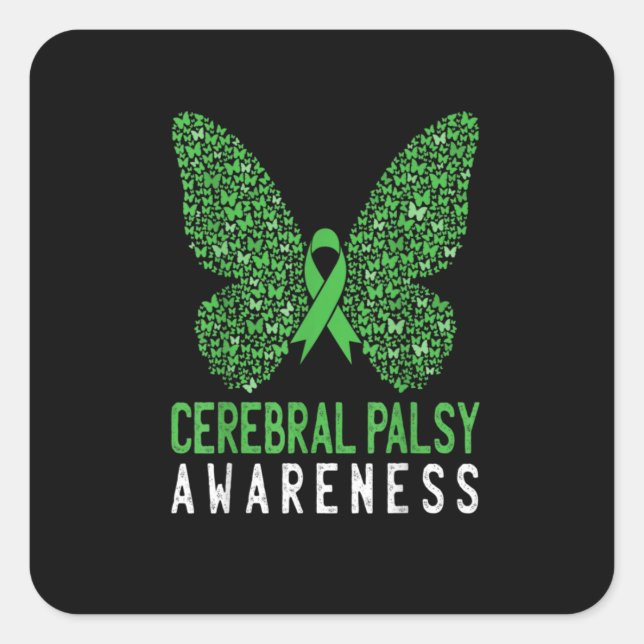 Sticker Carré Ruban vert papillon (Devant)