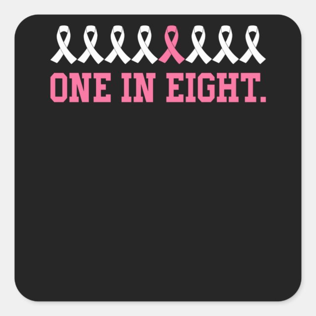 Sticker Carré Rubans contre le cancer un sur huit (Devant)