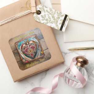 Sticker Carré Ruby Pomegranate Heart Steampunk Series