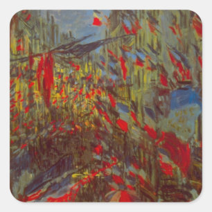 Sticker Carré Rue Montorgueil avec drapeaux de Claude Monet