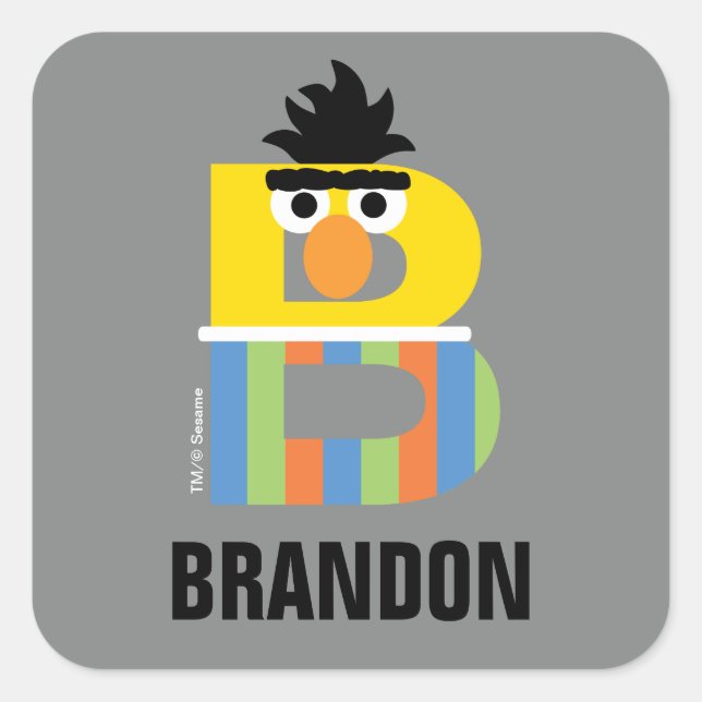 Sticker Carré Rue Sésame | B est pour Bert (Devant)