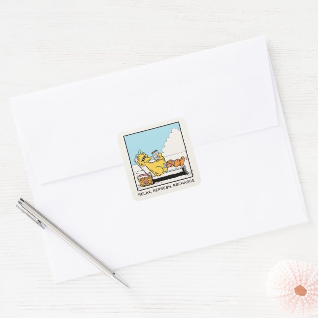Sticker Carré Rue Sésame | Big Bird Relax Refresh Recharge (Enveloppe)