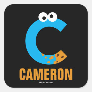 Sticker Carré Rue Sésame   C est pour Cookie Monster