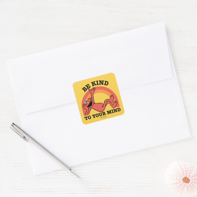 Sticker Carré Rue Sésame | Elmo Soyez gentil avec votre esprit (Enveloppe)