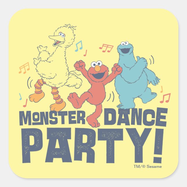 Sticker Carré Rue Sésame | Monster Dance Party (Devant)