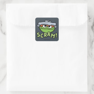 Sticker Carré Rue Sésame   Oscar the Grouch Scram!