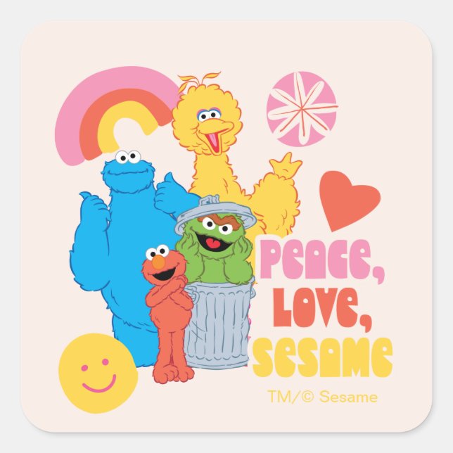 Sticker Carré Rue Sésame | Paix, Amour, Sésame (Devant)