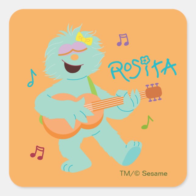 Sticker Carré Rue Sésame | Rosita Jouer de la guitare (Devant)