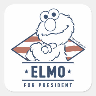 Sticker Carré Rue Sésame   Vintage Elmo à la présidence