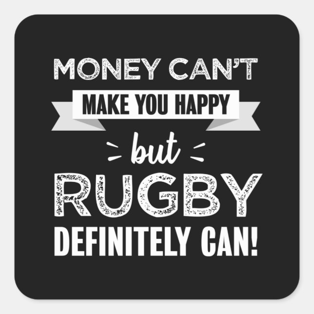 Sticker Carré Rugby vous rend heureux Drôle cadeau (Devant)