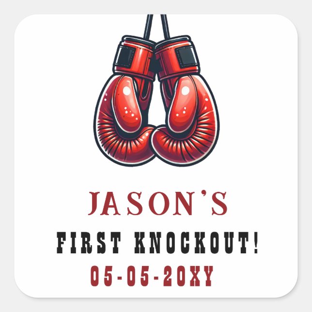 Sticker Carré Rumble Rouge Anniversaire de Boxe Premier Knockout (Devant)
