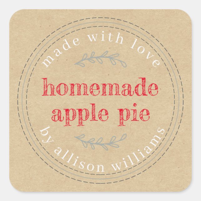 Sticker Carré Russe fait maison Produits de boulangerie Apple Pi (Devant)