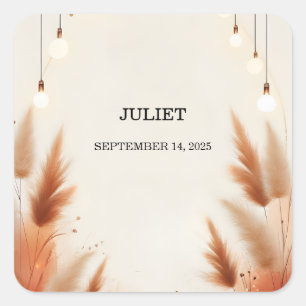 Sticker Carré Rustic Boho Automne Ombre Fête des mariées Brown