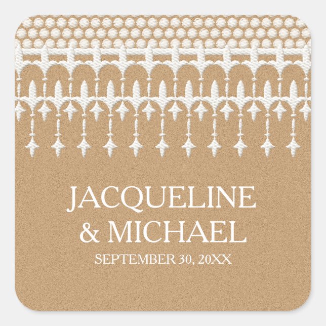 Sticker Carré Rustic Vintage Lace Kraft (Devant)