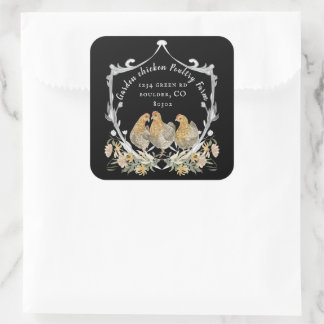 Sticker Carré rustique aquarelle crest ferme carte de visite sq