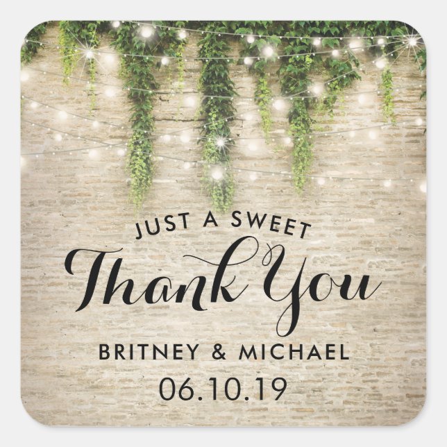 Sticker Carré Rustique Château de Pierre Église String Mariage (Devant)