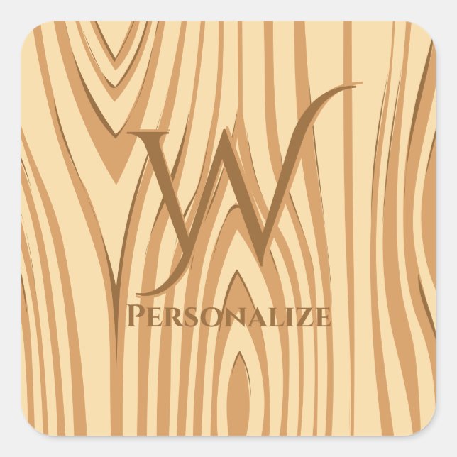 Sticker Carré Rustique Faux Brown taché Bois personnalisé (Devant)