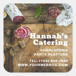 Sticker Carré Rustique Photo Bois Bois Charcuterie Restauration