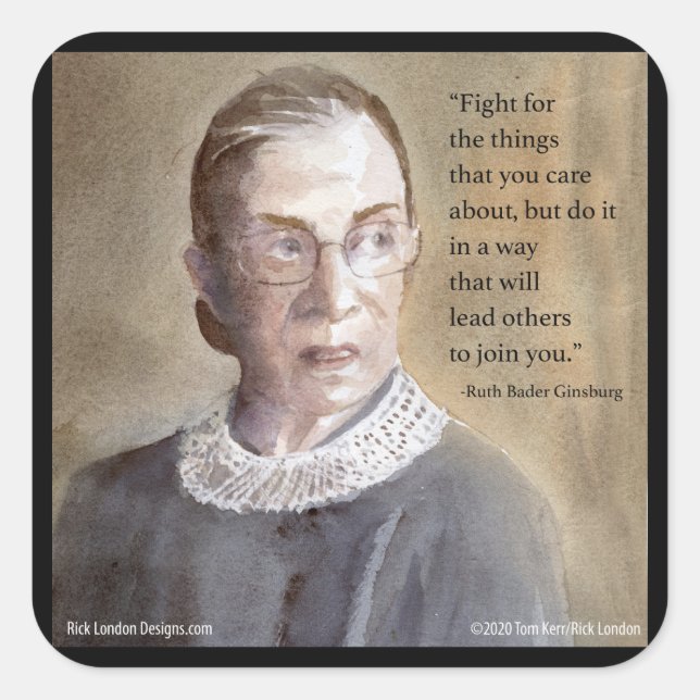 Sticker Carré Ruth Bader Ginsburg & Citation (Devant)