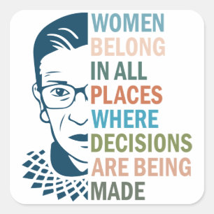Sticker Carré Ruth Bader Ginsburg, Femmes dans tous les lieux