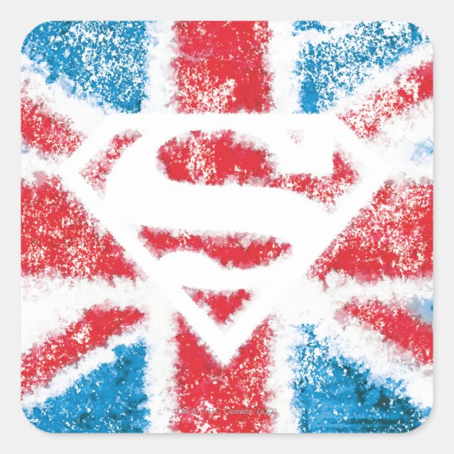 Sticker Carré S-Bouclier texturisé au-dessus de drapeau (Devant)