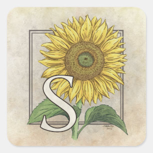 Sticker Carré S pour l'art du monogramme de tournesol